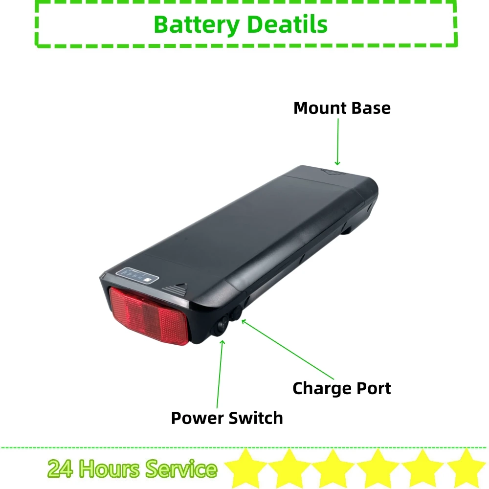 Rear Ebike Battery 36V 8Ah 8.8Ah 10Ah 10.4Ah 14Ah 24V 10Ah Rear Rack Carrier Mount for Zündapp Z802 Zundapp Z802 E-bike Battery