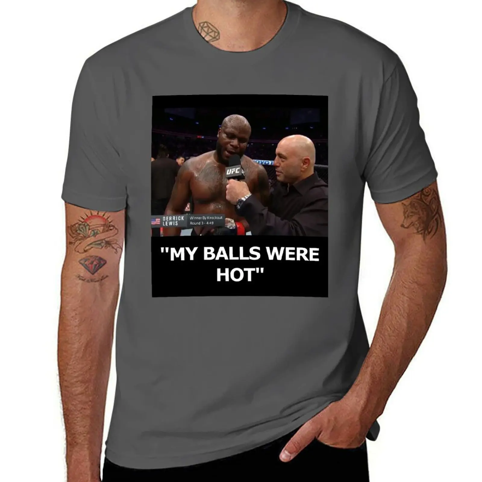 

Derrick Lewis MY BALLS WERE HOT Funny UFC Quote T-Shirt shirts graphic tee anime shirt street wear mens fashion