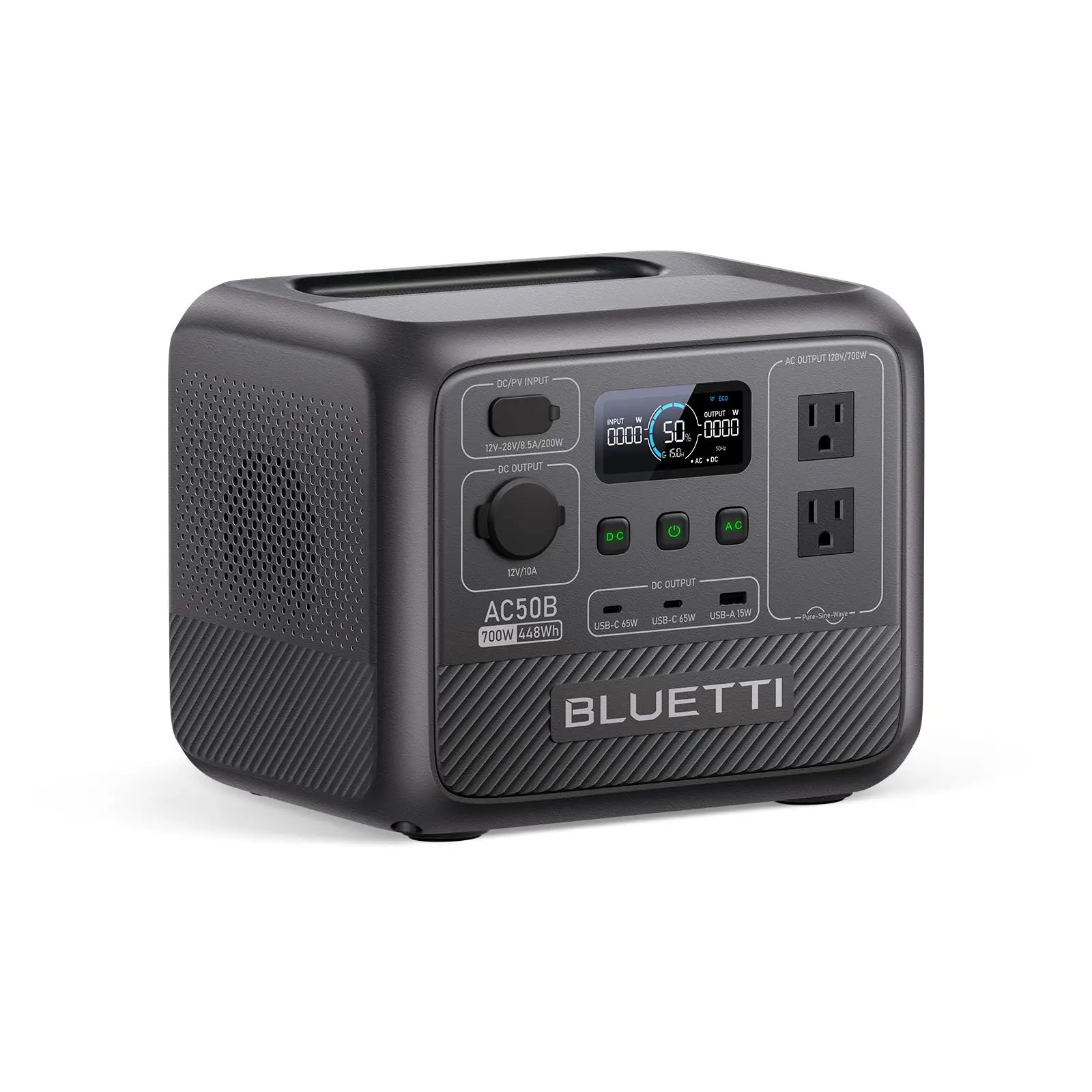 AC50B Portable Power Station 448Wh 700W LFP Battery Solar Generator | Power Lifting 1000W, 45 Min 0-80% Fast Charging