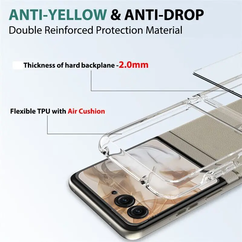 Funda de PC rígida para Motorola Moto Razr 70 Ultra Plus, cubierta trasera transparente para Moto Razr70 70+, carcasa protectora 3