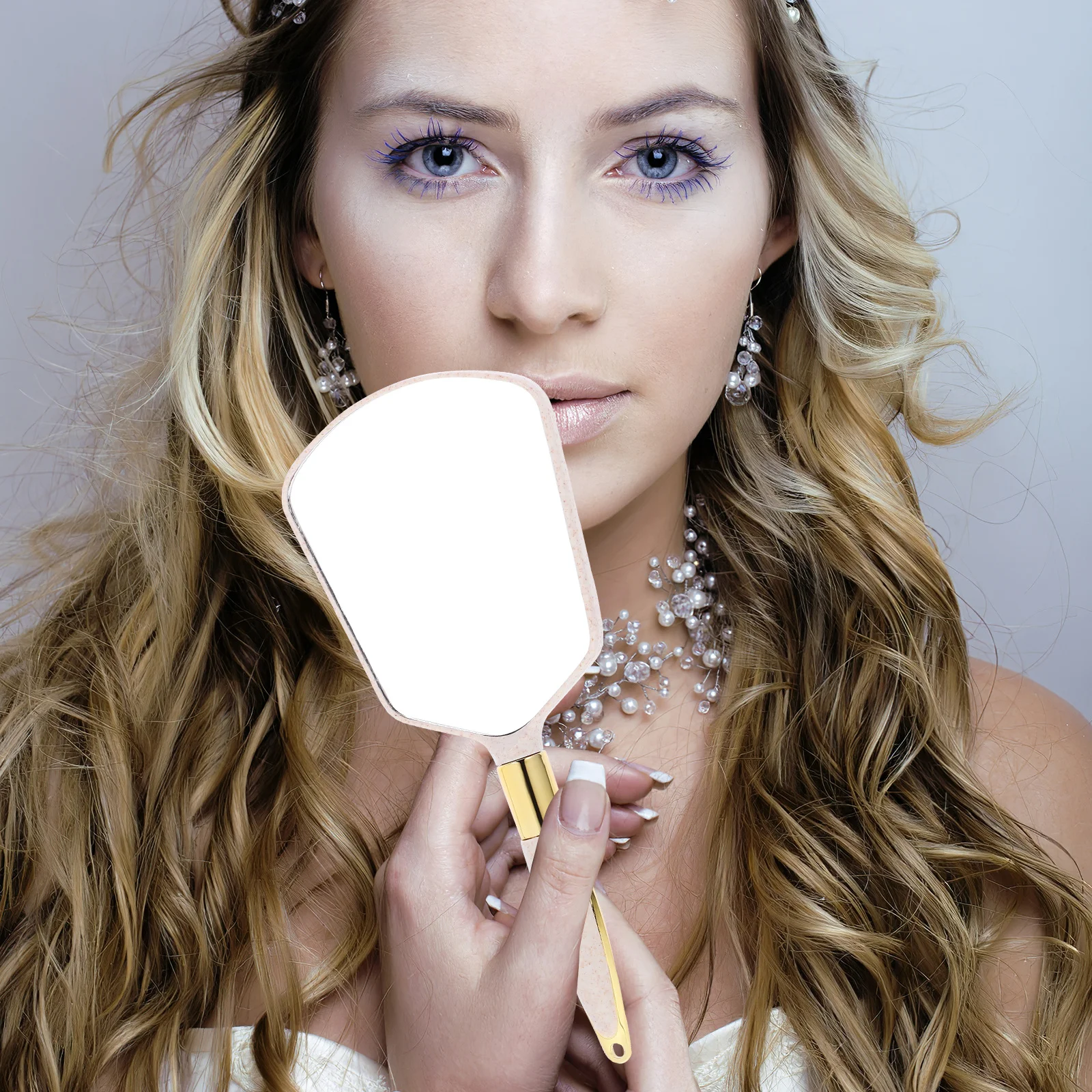 Lekkie kwadratowe lustro beżowe mocna rama z tworzywa ABS przezroczysta powierzchnia szklana nowoczesny prosty styl dekoracja ścienna do domu i łazienki