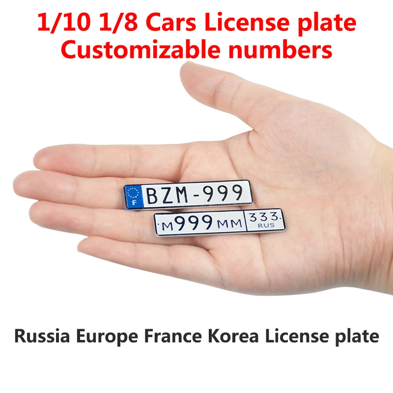 

1 Pair of toy car Metal License Plate Suitable 1/16 SCX10 90046 Crawler Russia Europe France Korea For 1/10 1/8 RC Model Car