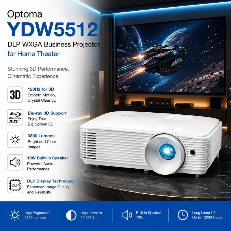 Portable Mini Projector 1080P HD Smart Home Theater Cinema Video Beamer for Office Classroom Business Presentation Outdoor