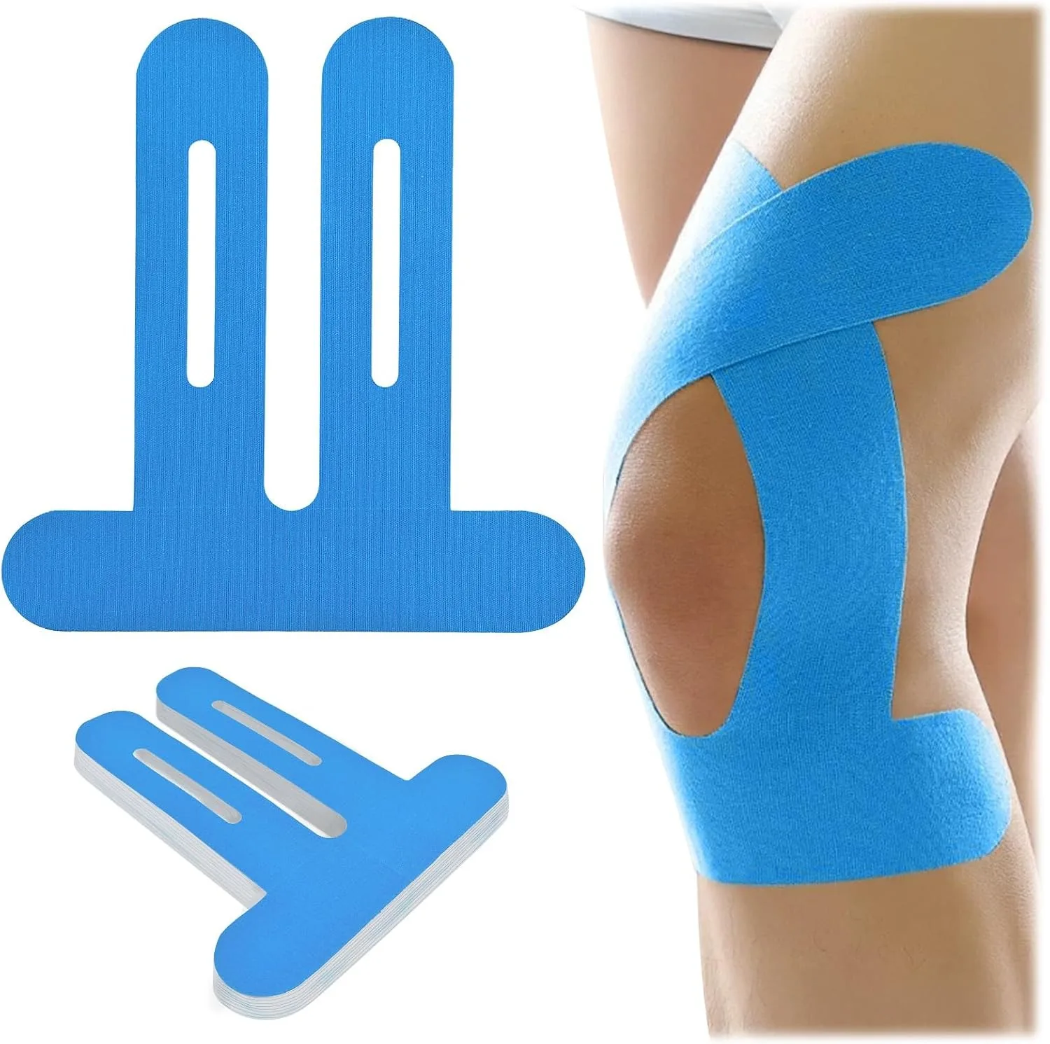 10 Stück Kinesiologie-Tape für Knie, vorgeschnittenes Kinesiologie-Tape für Knie, hypoallergen und atmungsaktiv, Kniebandagen zum Wandern