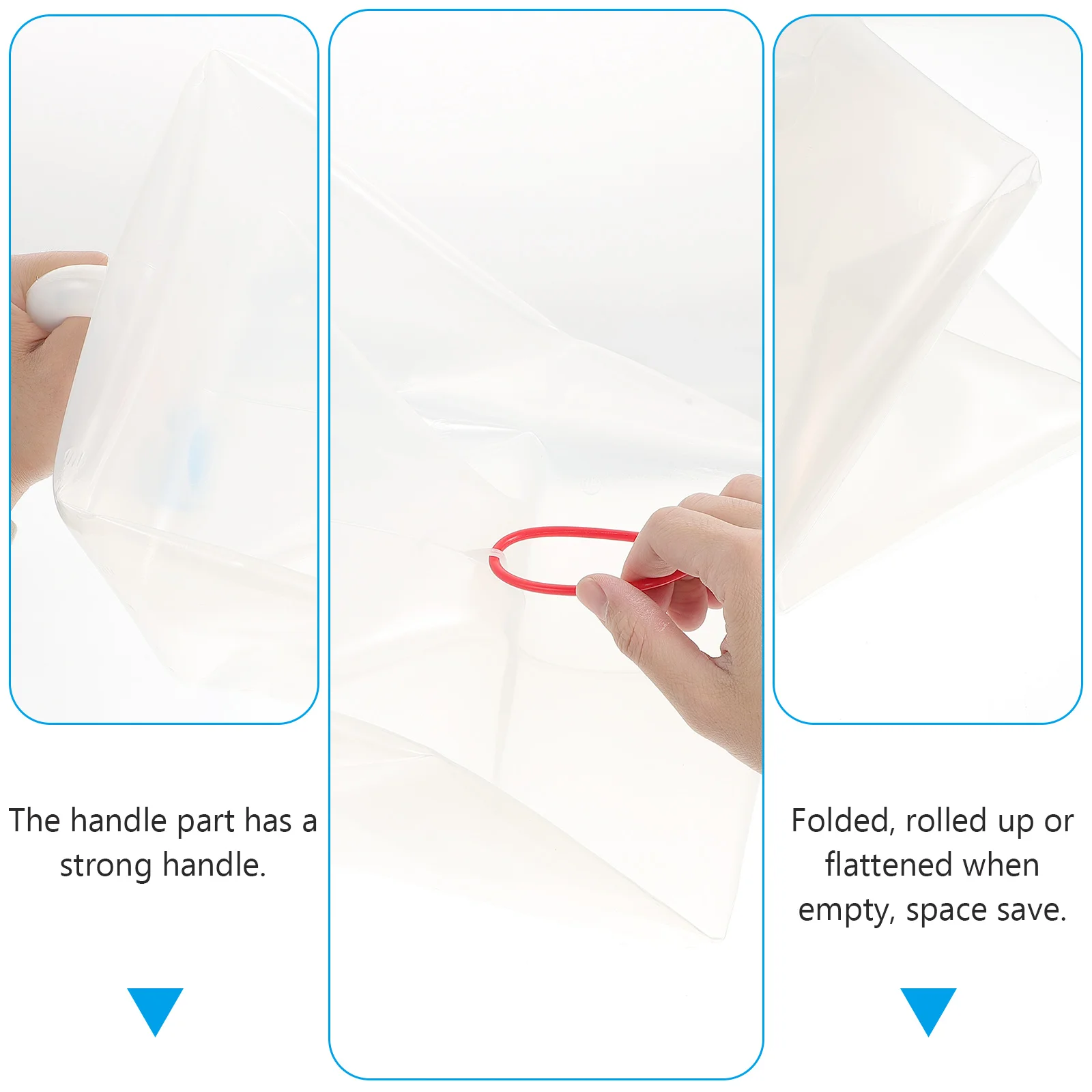 

Foldable Water Bag for Outdoor Camping Hiking Large Capacity Transparent Container with Handle Saltwater Freshwater Resistant