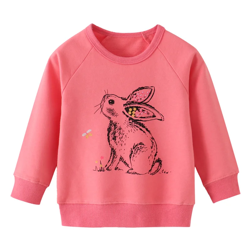 

Jumping Meters 2-8T New Arrival Animals Print Girls Sweatshirts Rabbit Cotton Children's Clothes Kids Tops Shirts Hoodies Shirts