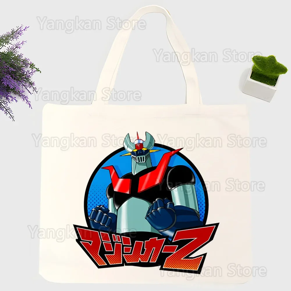 Dark Robot Mazinger Z Canvas Shopping Bags Print Tote Bag Eco Reusable Shopper Canvas Shoulder Bag Large Handbag Bags