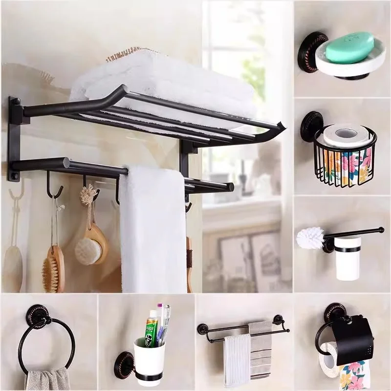 

Brass Bathroom Accessories Bath Shelf Black Paper Holder,Towel Bar,Toilet Brush Holder,Towel Rack,Towel Hook bathroom Hardware