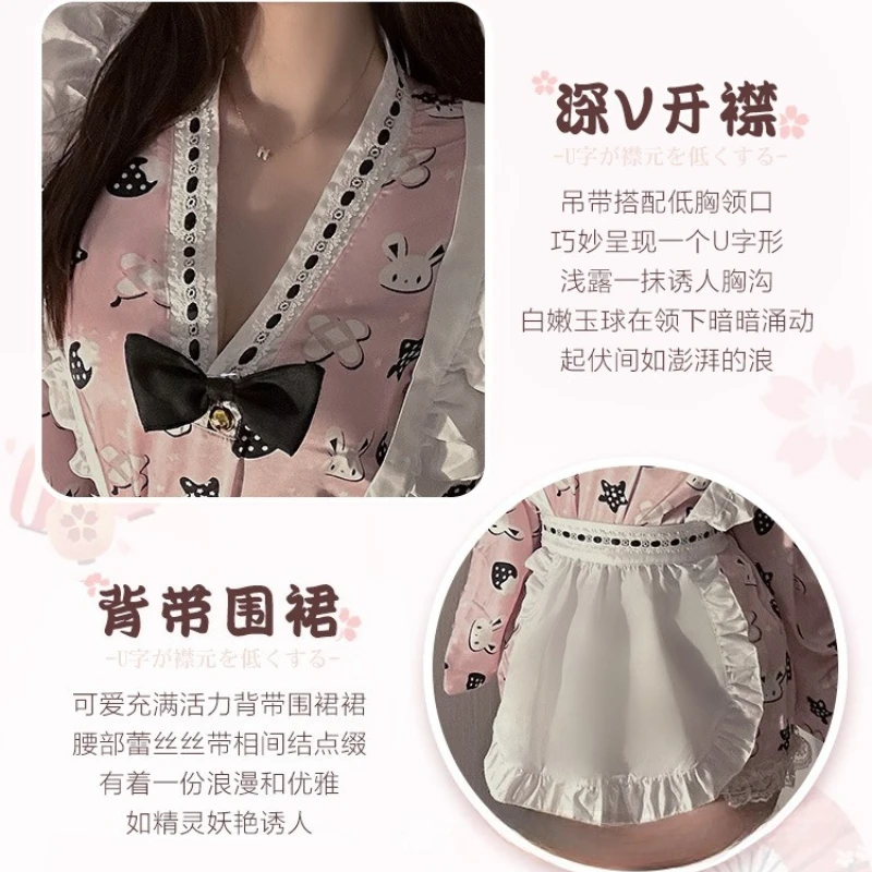 Plus size cos quimono uniforme bonito dos desenhos animados impressão tradicional arco cinto yukata roupão sexy boate empregada desempenho lingerie