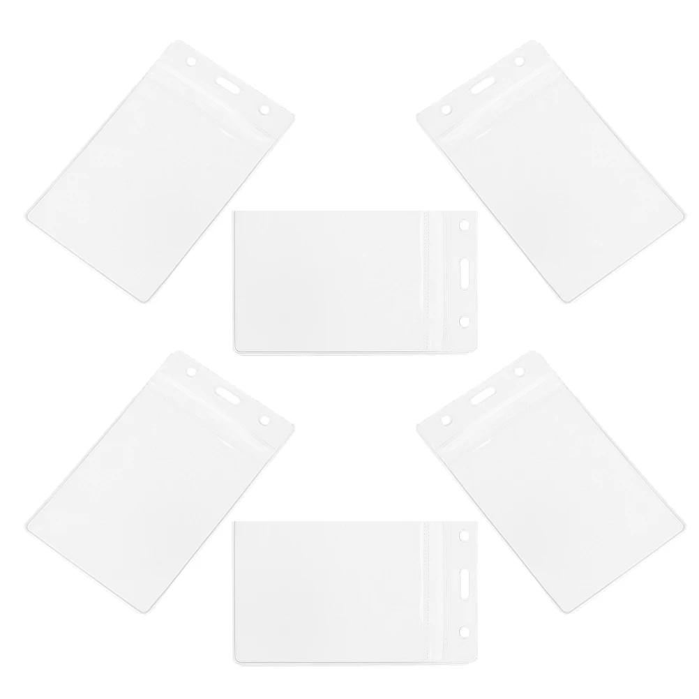 

6 Pcs PVC Waterproof ID Card Holder Vertical Plastic Badge Sleeves Lightweight for Work Student Cards Clear Certificate