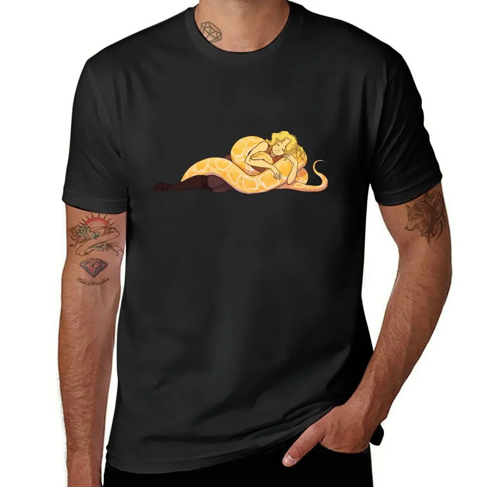Snake Cuddles! T-Shirt Short sleeve tee graphic t shirts Aesthetic clothing mens plain t shirts
