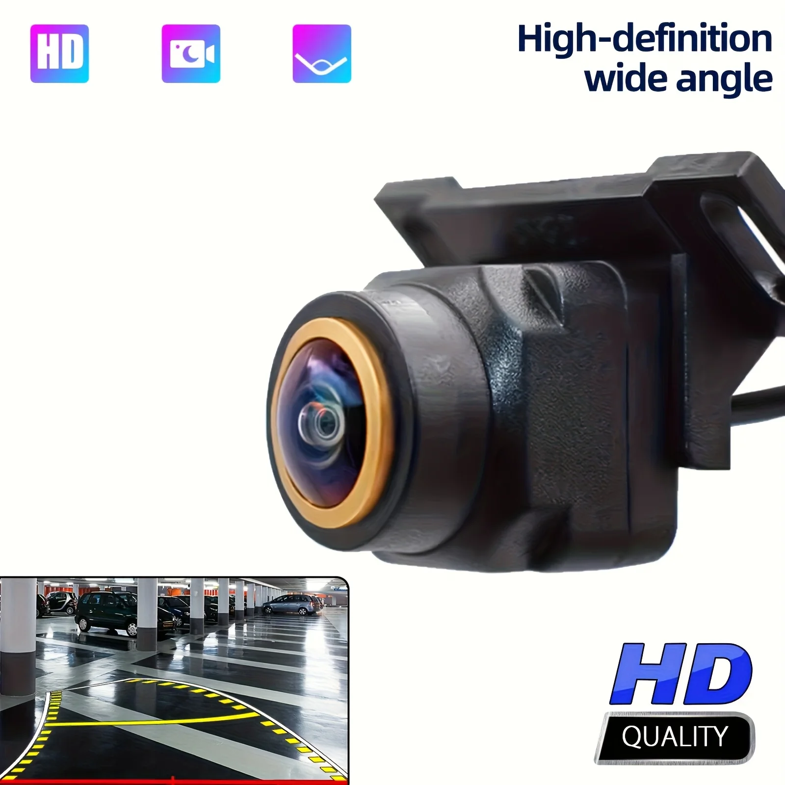 Auto-Rückfahrkamera mit klarer HD-Goldfisch-Objektivlinse - Einfache Installation für Autos, SUVs, Wohnmobile, Lieferwagen, Pickups - Nachtsicht