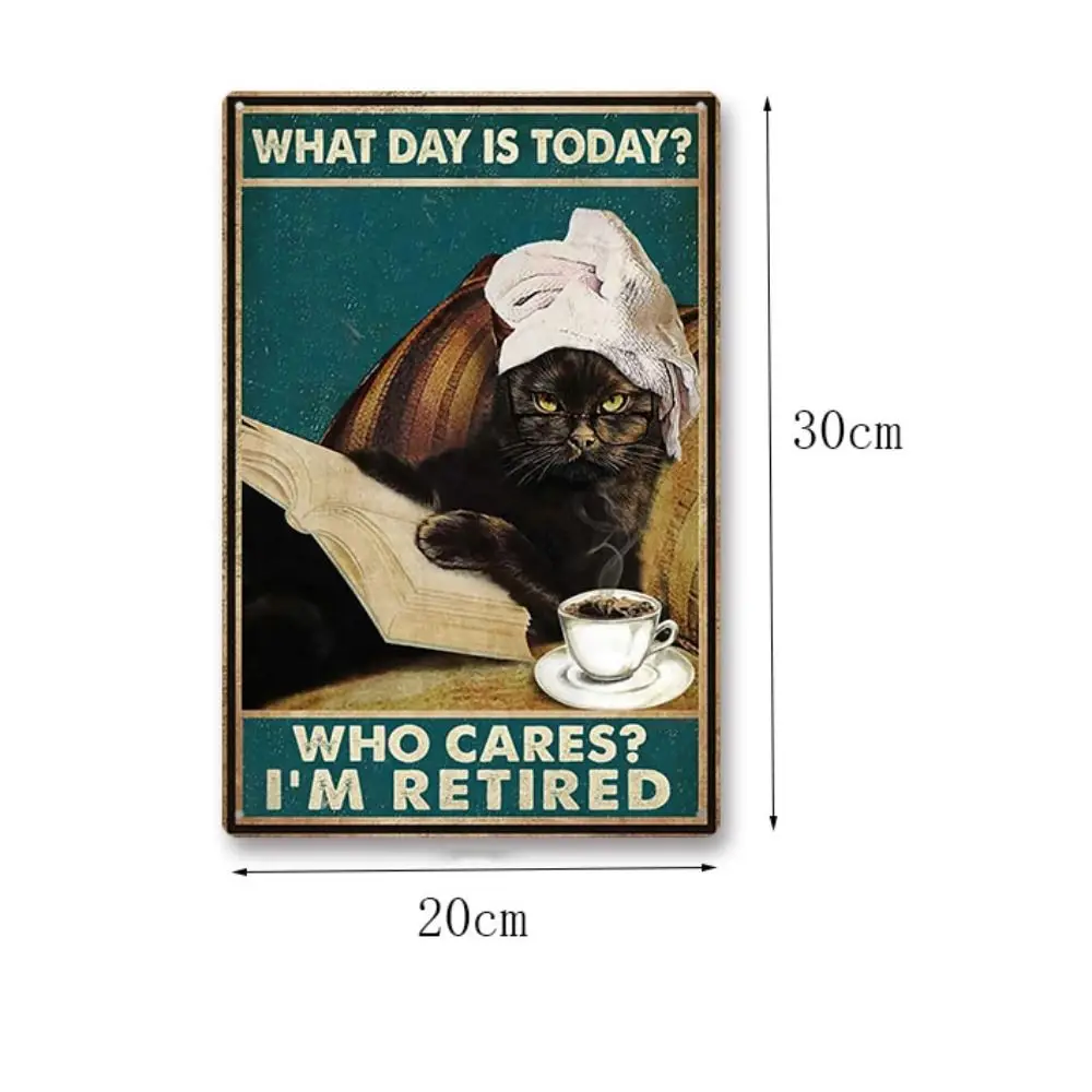 Affiche d'art de chat noir animal créatif en métal, 18 signes pour salon, chambre d'enfant, décoration murale, 73 plaques de restaurant occidental