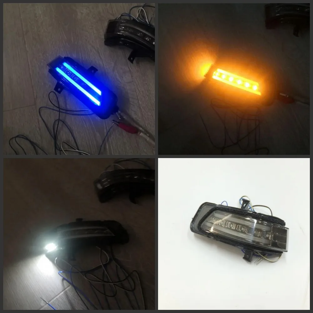 July King LED Rear-view Mirror Lights; Yellow Turn Signal, White DRL, Ground Lamp Case for Honda Stepwagon N-box Elysion etc