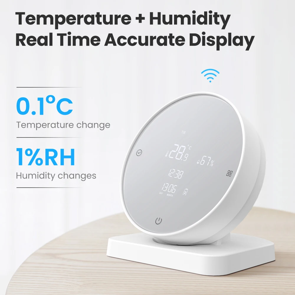 AVATTO Tuya WiFi Smart Temperature Humidity Sensor Hygrometer Thermometer Detector Monitor Works With Alexa Google Home Alice