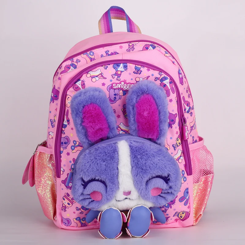 Zaino Smiggle australiano genuino caldo con cancelleria per bambini a forma di coniglio viola, astuccio per studenti, Gif zaino