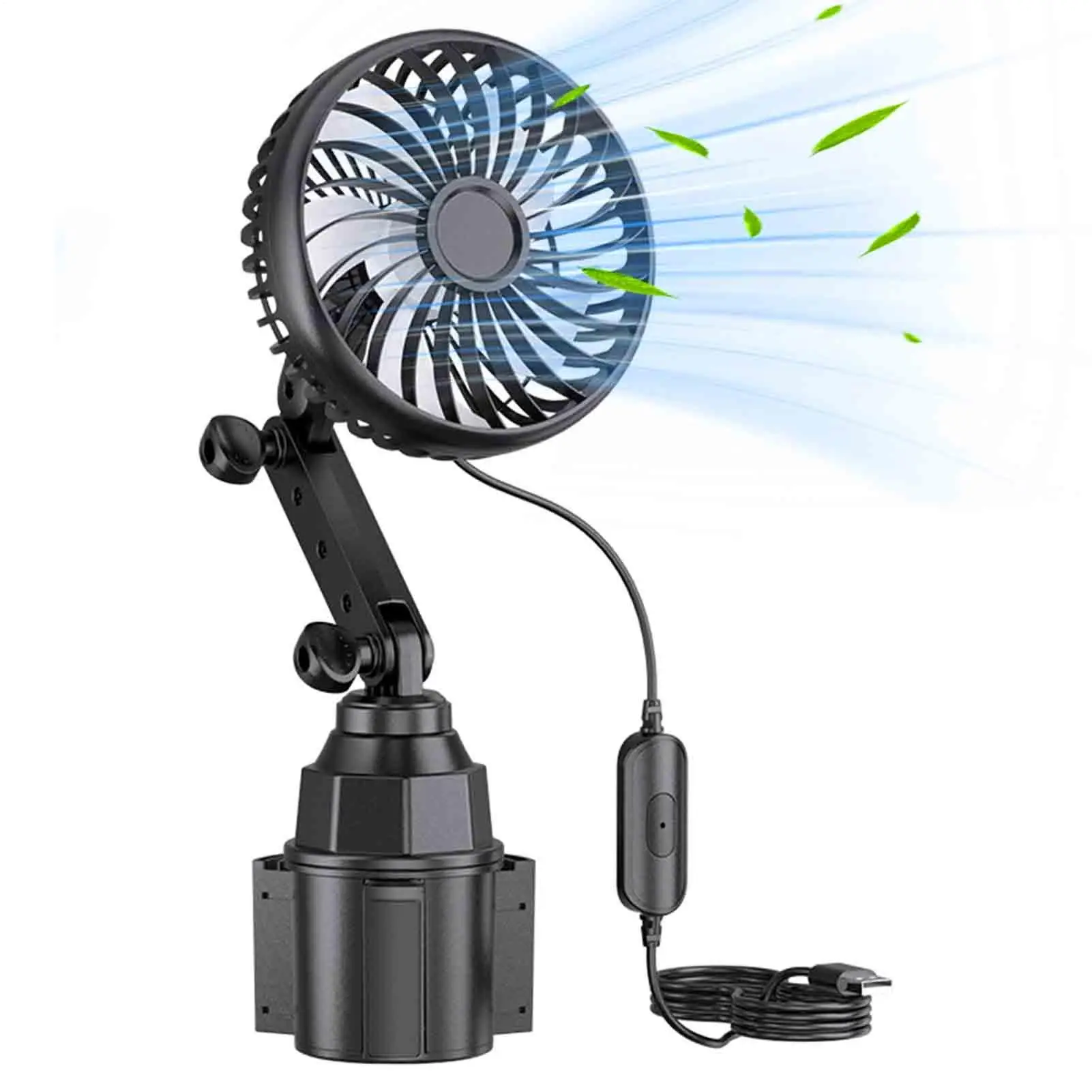 2026 New Upgrade Car Cooling Fan Cup Holder Single-Head Electric Fan Automotive Cooling Gadget For Sedan Automotive Truck SUV RV