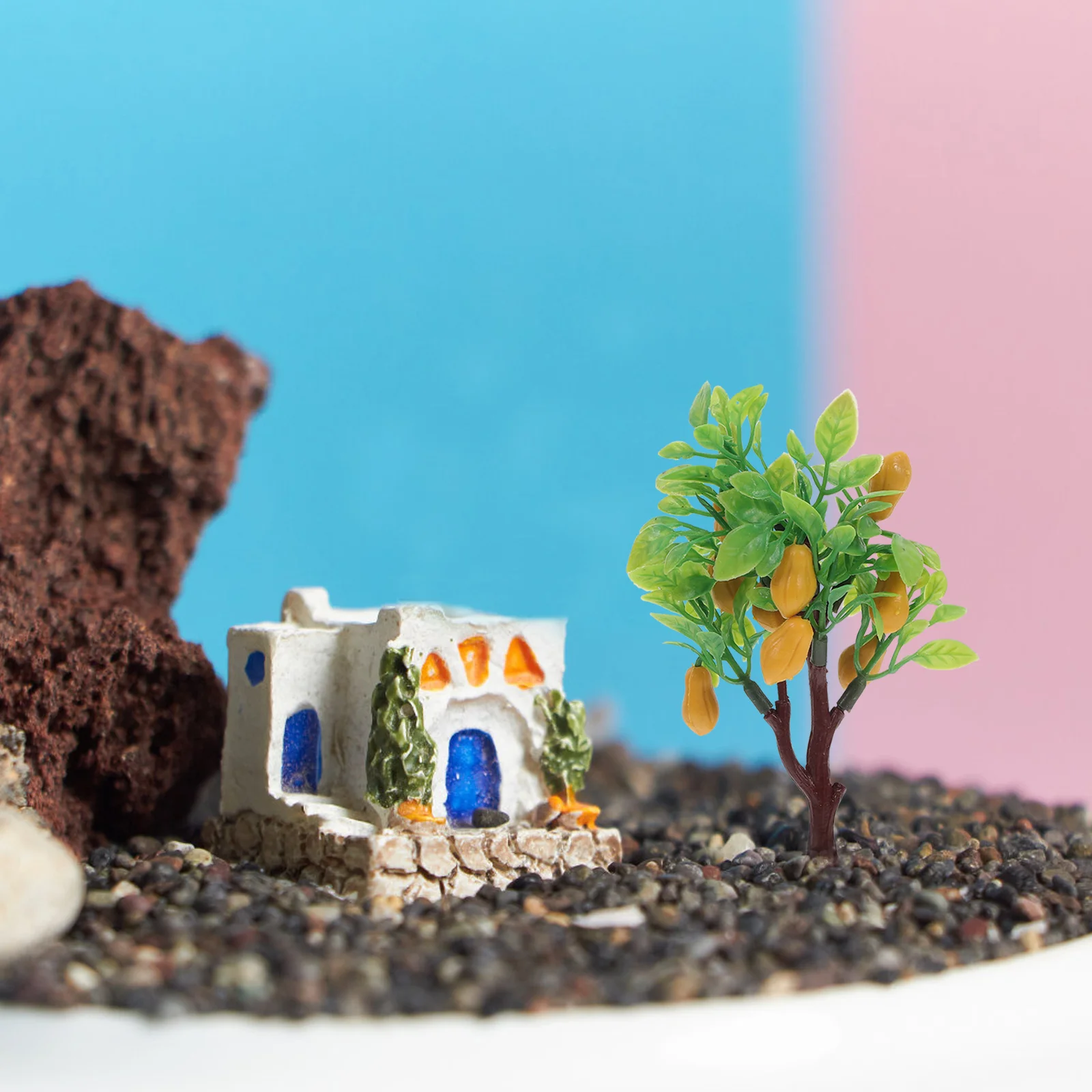 

4pcs Fruit Scenery Diy Sand Table Decor Fake Fruit Artificial Plants Scenery Fake Trees Decor Miniature Trees