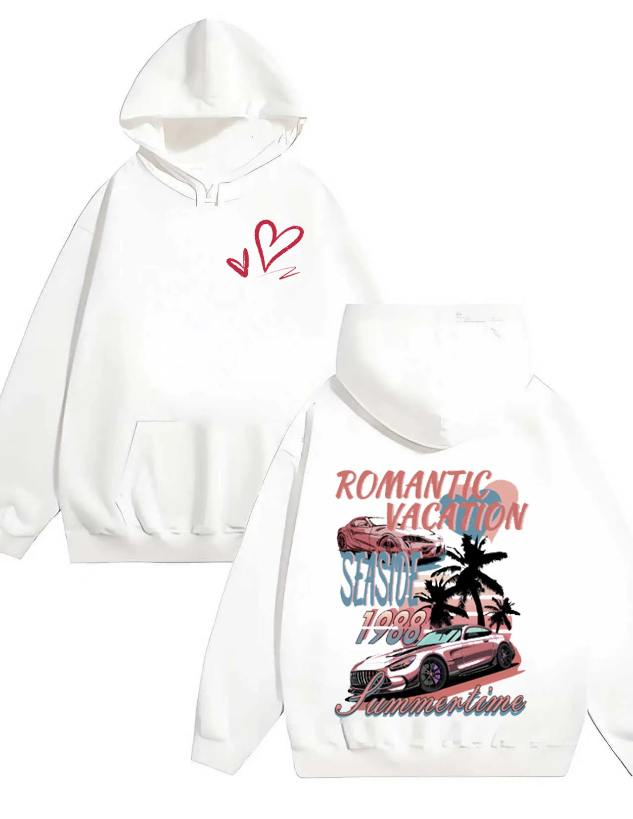 

2025 новая модная мужская и женская свободная толстовка с капюшоном в романтическом стиле для отпуска 330G с принтом, повседневная универсальная толстовка