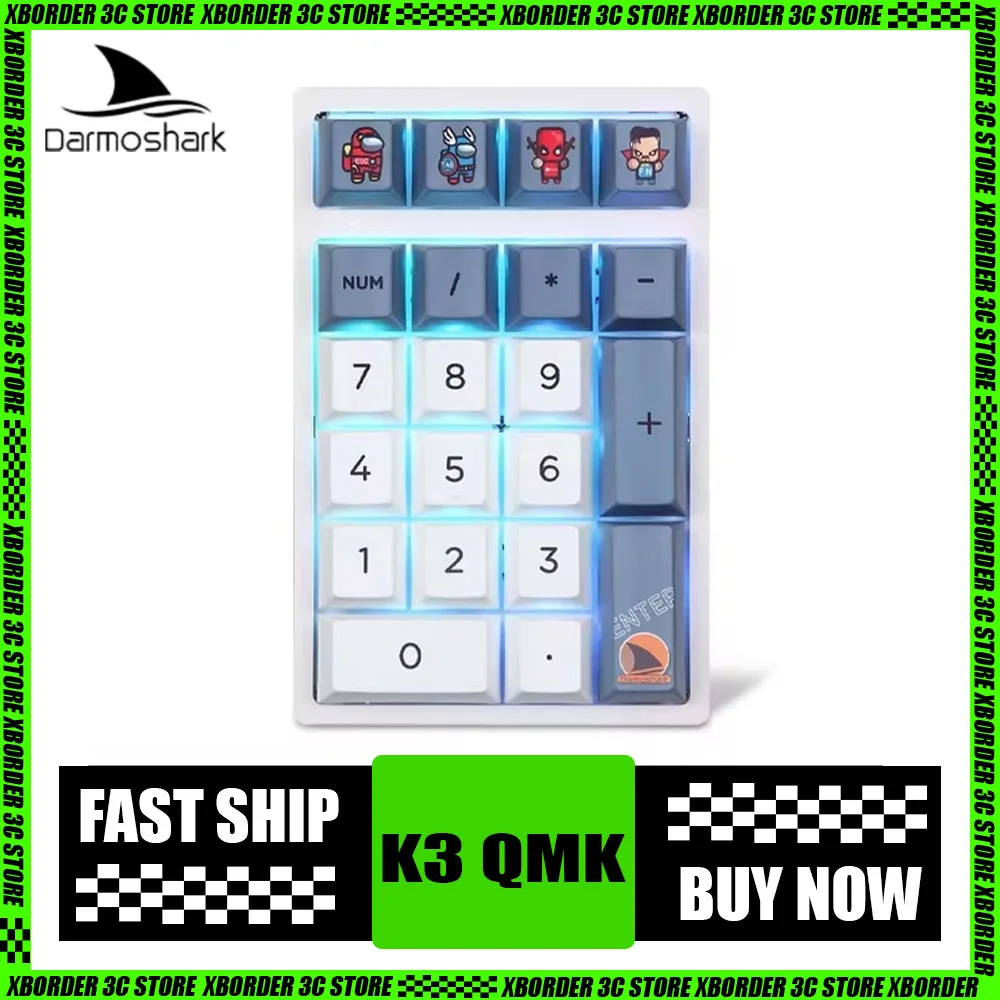 

Darmoshark Mini K3 Qmk Numeric Mechanical Wired Rgb Numpad Keypad 21 Keys Keyboard Huano Switch Macro Drive For Computer Laptop