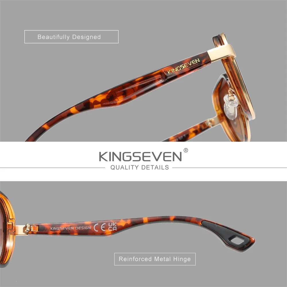 KINGSEVEN Nouvelle Collection Lunettes de Soleil Rondes Tendance Homme Polarisées UV400 Rétro Femme 