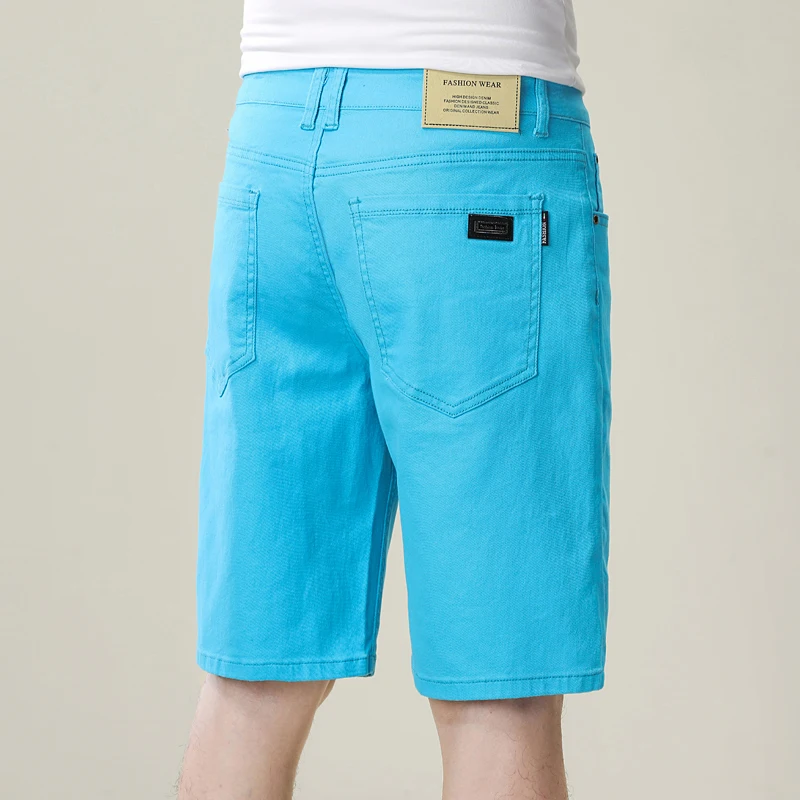 2026 Summer Men Denim Shorts New Style Thin Business Casual Straight Short Jeans Male Brand Clothing Sky Blue