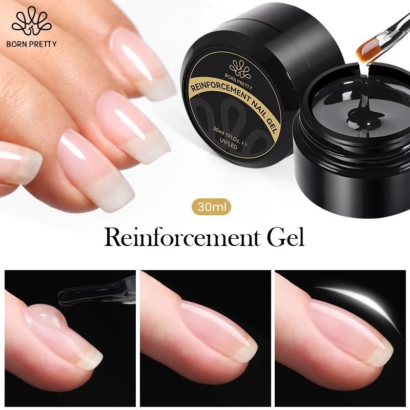 BORN PRETTY 30ml Reinforcement Nail Gel Keep Nail C Arc UV Construction Gel Thick Base Gel Hard Extension Gel Rhinestone Varnish