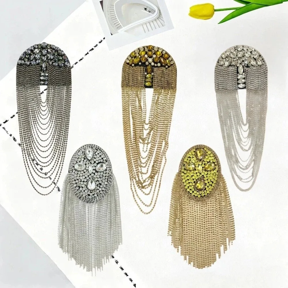 Alloy Tassel Epaulettes Decorative Shiny Shoulder Board Reinforced Stitching Lightweight Shoulder Mark Stage Performance
