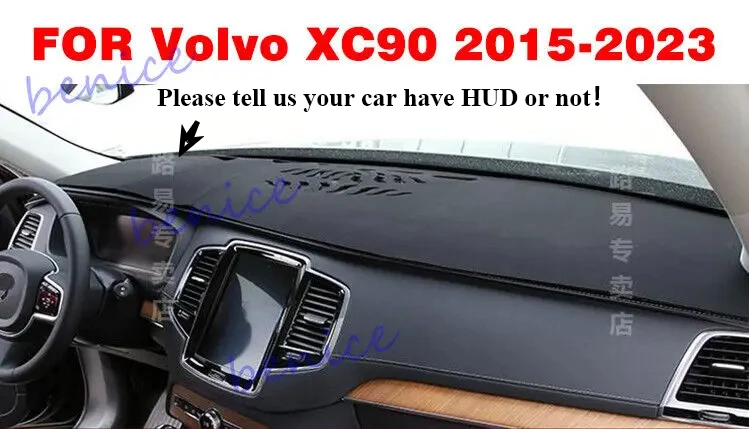 

Black Leather Dashboard Cover Dash Protector Pad Mat For Volvo XC90 2015-2023