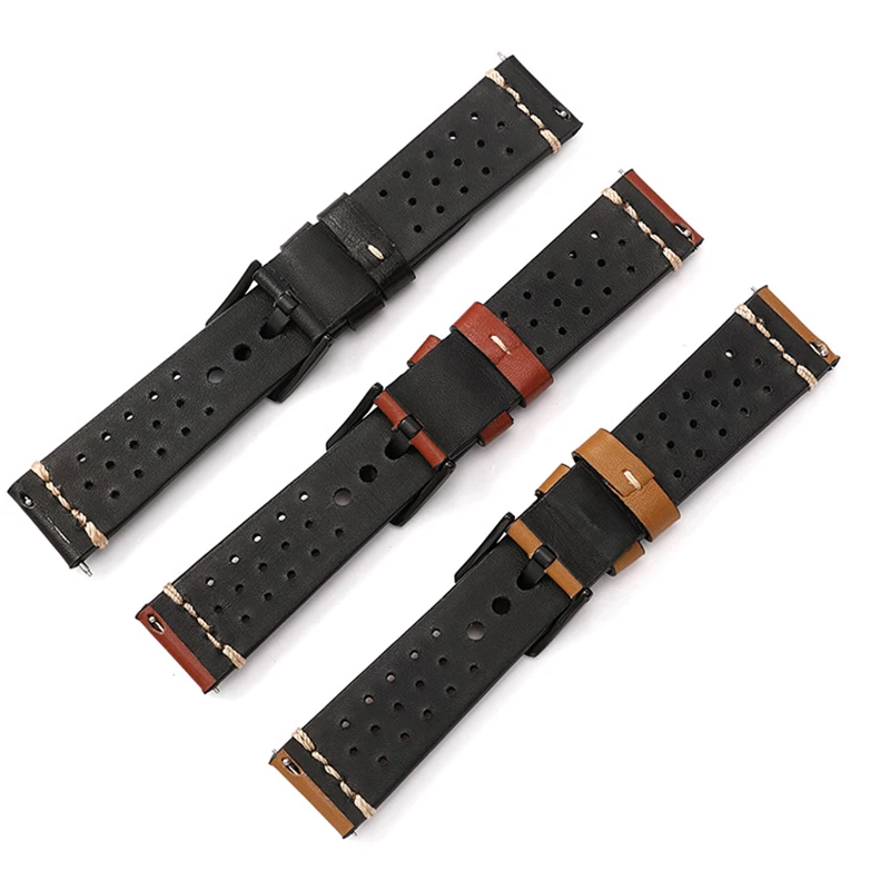 Head Layer Cowhide Strap Universal 18mm 20mm 22mm 24mm Suture Quick Release Watch Accessories Leather Watchband UTHAI P19