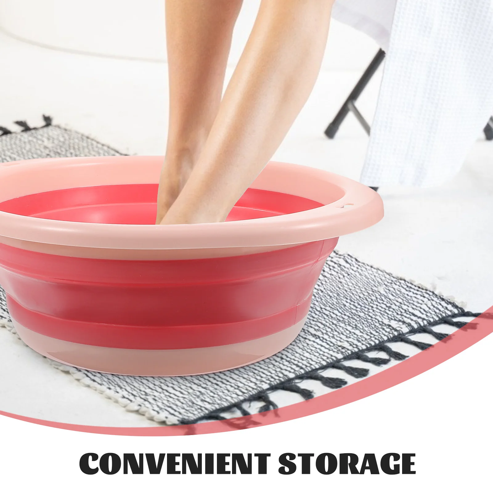 

Portable Wash Basin Foldable Collapsible TPR Thickened Grooves Durable Reinforced Base Space-saving Hanging Storage Home Camping
