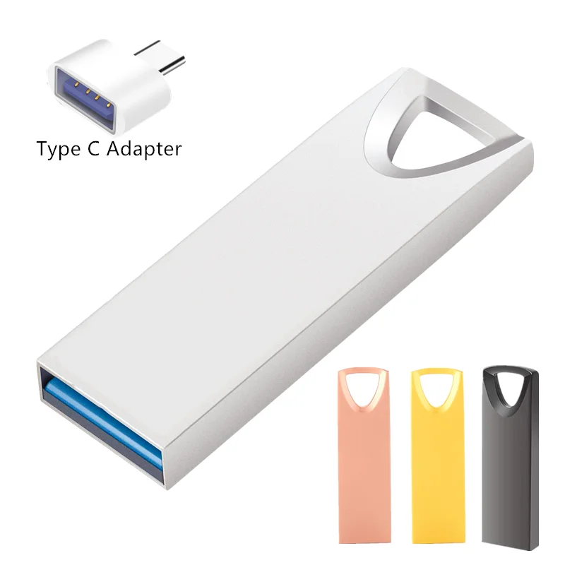 2 In 1 Metalen Waterdichte Usb Flash Drive Foto Stick Type-C Usb 2.0 Disk 16Gb 32Gb 64Gb 128Gb 256Gb 512Gb 1T 2T Cle Usb Pen Drive