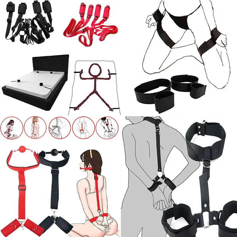 Sex Restraint Toys For Women Men Adjustable Porno Bandage Bdsm Adult Couples Lingerie Handcuff And Footcuff Set Sexual Play Sets