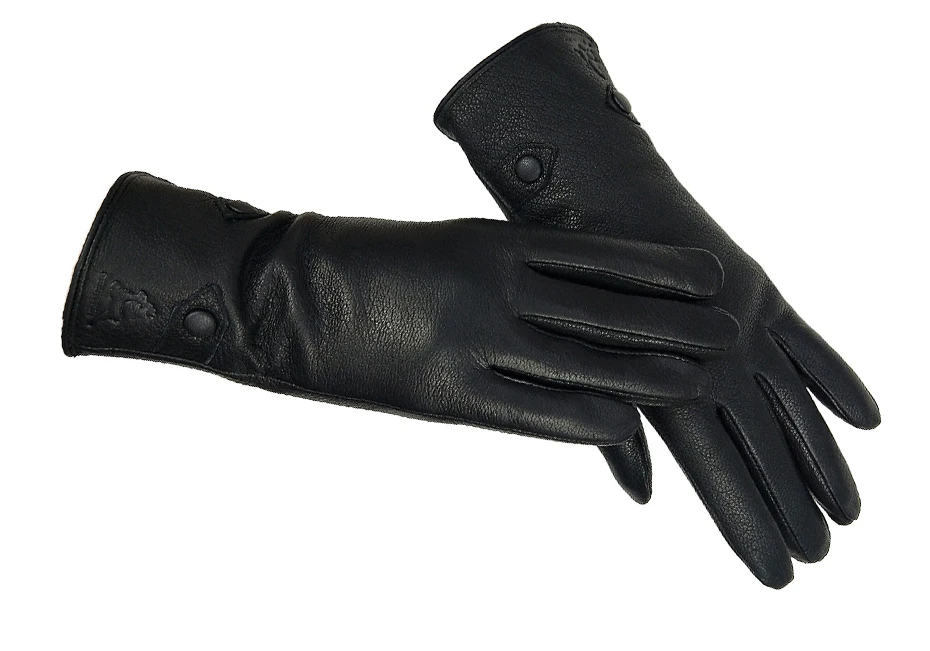 Women's Winter Leather Gloves Soft Lined High-Quality Deer Skin Touch Fastening Design Outdoor Warm Windproof Mittens
