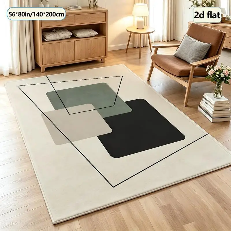 Minimalist Geometric Block Abstract Carpet Modern Square Rug Suitable for Apartment Office Home Floor Decoration