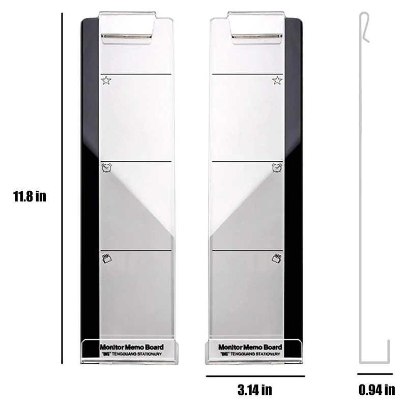 Monitor Memo Board Monitor Sticky Note Holder, Acrylic Transparent Message Board For Computer Screen 1 Set(Left & Right)