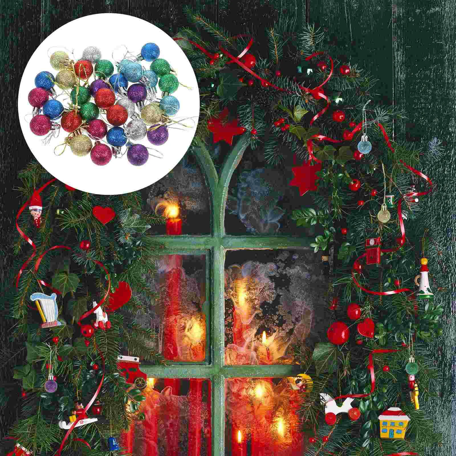 

80 Pcs Flash Powder Christmas Balls 2 5cm Multi Color Reusable Safe Lightweight Tree Decor Hanging Xmas Festival