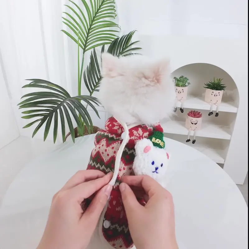 

Одежда для собак, осенняя зимняя одежда с рождественским медведем, жилет, теплая теплая одежда для кошек, одежда для домашних животных