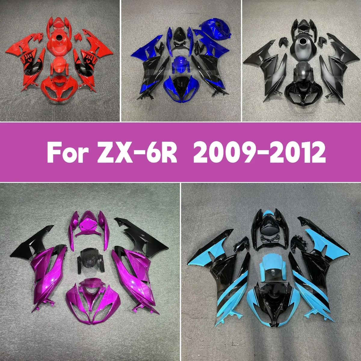 2009-2012 ZX-6R استبدال حقن Fairings هيكل السيارة ل 09-12 كاواساكي ZX 6R الهدايا المجمعة الكاملة مخصص