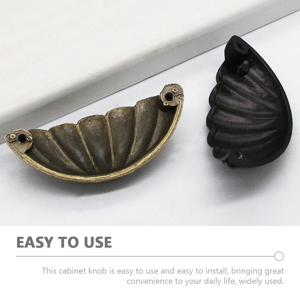 

4 Pcs Vintage Drawer Handles Shell Pulls Pattern Cabinet Kitchen Knobs Black for Cabinets