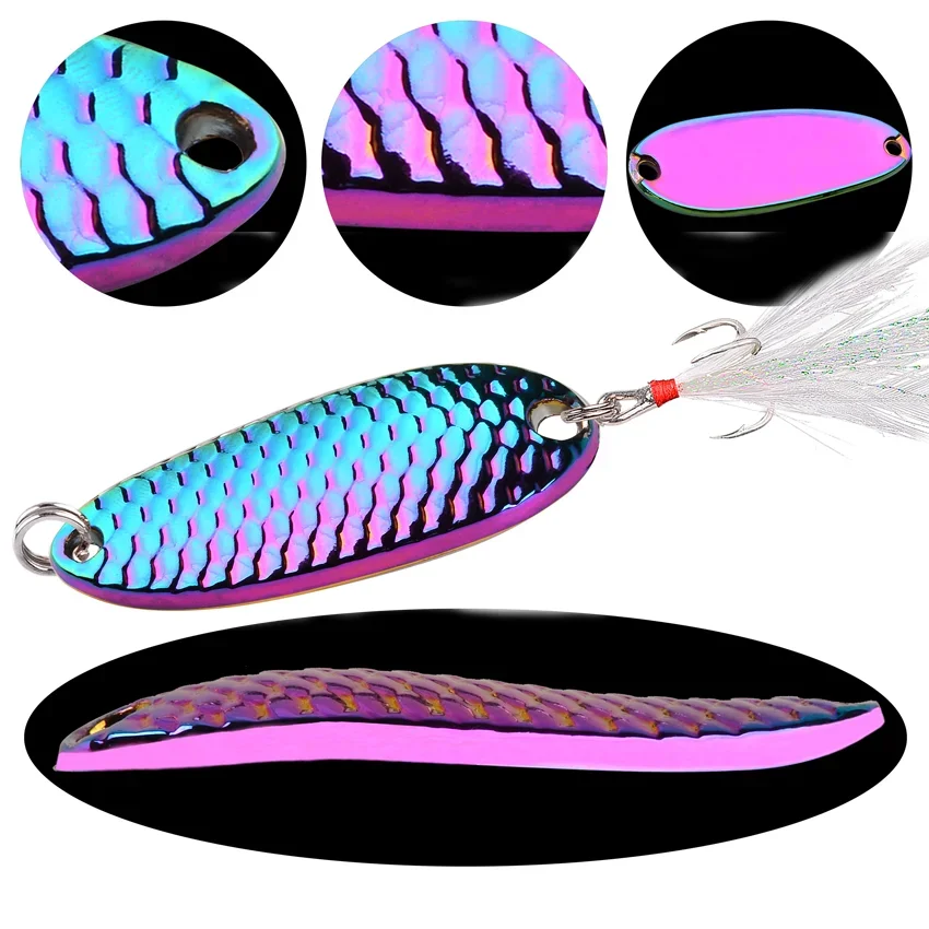 1pcs Metal 1.5-20g Colorful Fishing Lures Wobbler Spinner Bait Spoon Artificial Bass Hard Sequin Paillette Metal Steel Hook Lure