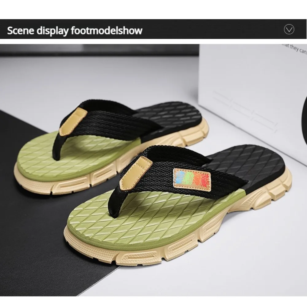 

Men's Slippers Summer Ultra-Light Soft Anti-Slip Quick-Drying Breathable Color-Plaid Fashionable Casual Zig-Zag Style