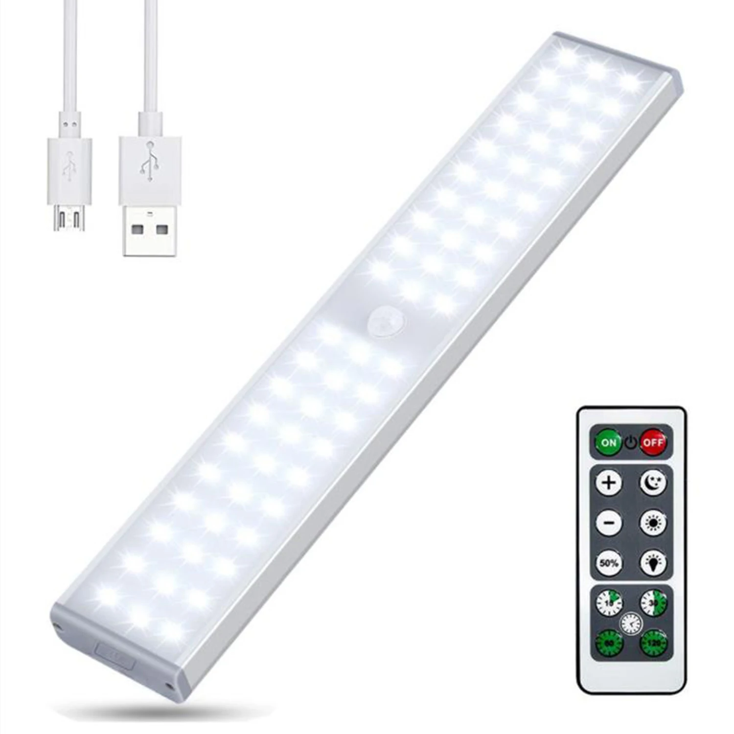 

LED Motion Sensor Closet Lights,60-LED Rechargeable Wireless Light with Remote Control,For Stairs,Wardrobe,Kitchen