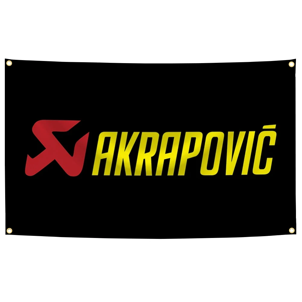 90x150 سنتيمتر A-Akrapovics دراجة نارية العادم العلم البوليستر الطباعة راية ل المرآب جدار الفن ديكور المنزل في الهواء الطلق نسيج