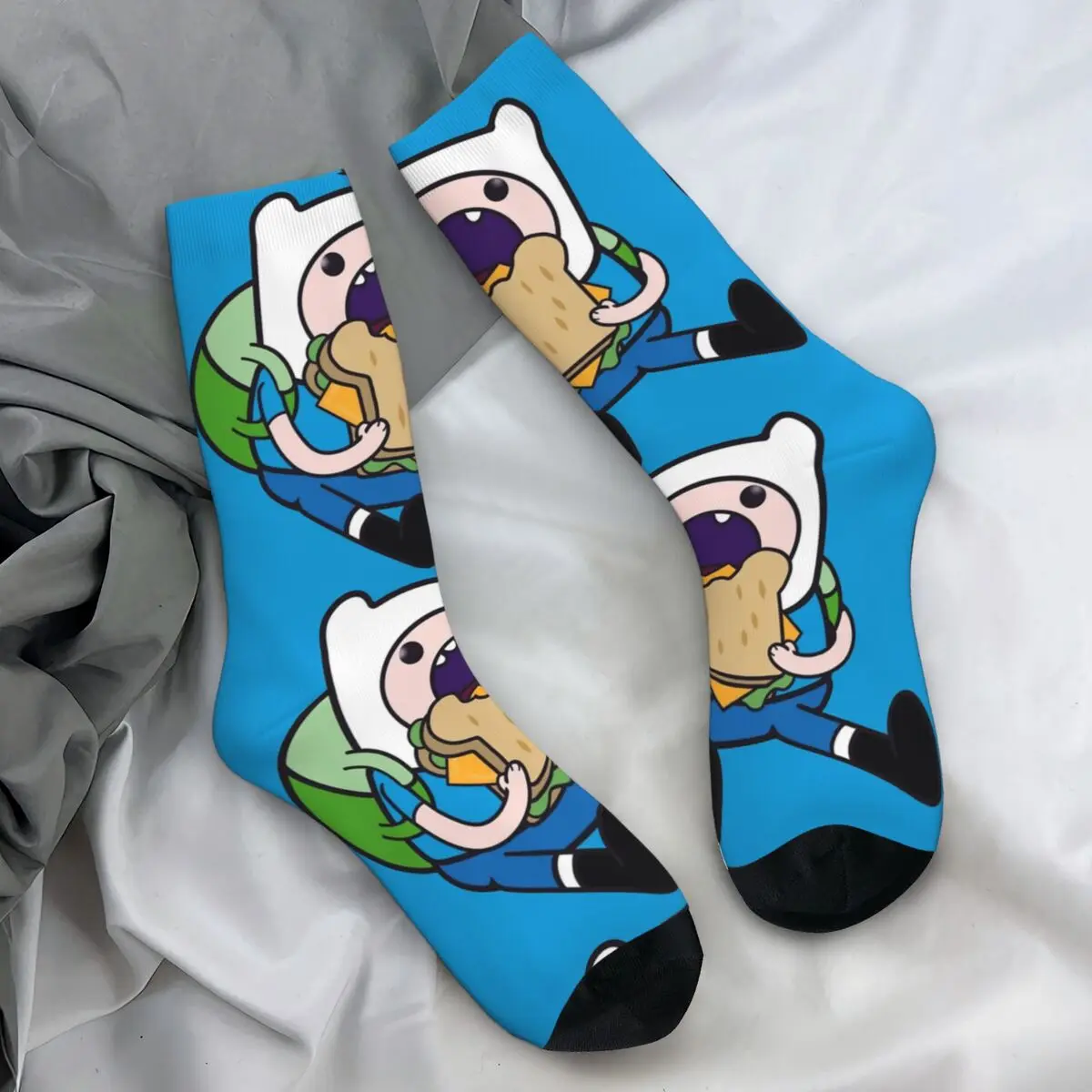 Calzini da uomo Unisex Adventure Time Finn the Human calze autunno Trendy calzini di alta qualità grafici calzini antiscivolo per esterni