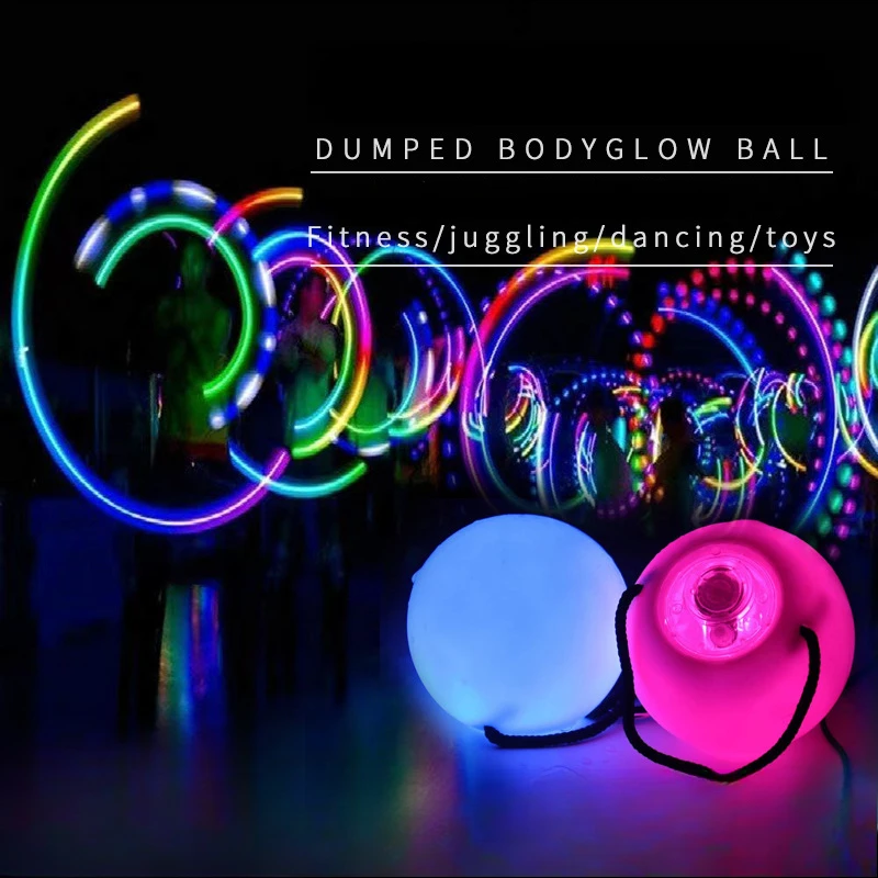 Ruoru 2 قطعة = 1 زوج LED POI الكرة مضيئة الرقص الشرقي رمي الكرة اليوغا ممارسة الدعائم مرحلة الأداء اكسسوارات كرات RGB #4
