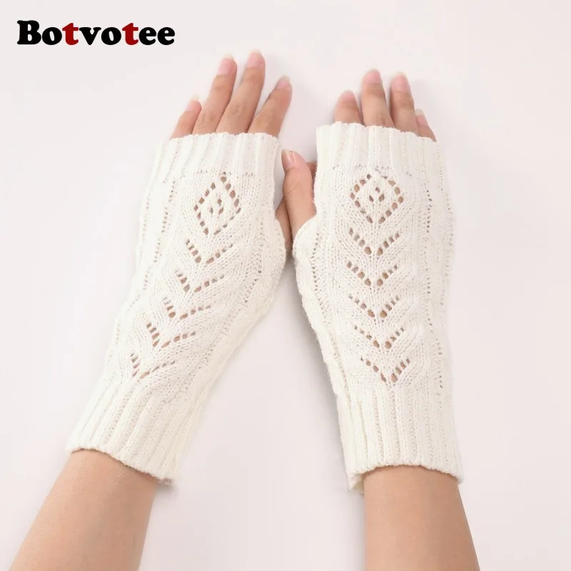 Botvotee Y2k アクセサリー送料無料アームウォーマースリーブ女性用半袖ニット指なし手袋冬アームガード