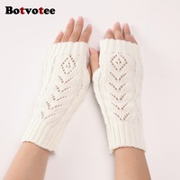 Botvotee Y2k Accessories Free Shipping Arm Warmers Sleeves for Women Short Sleeves Knitted Fingerless Gloves Winter Arm Guard