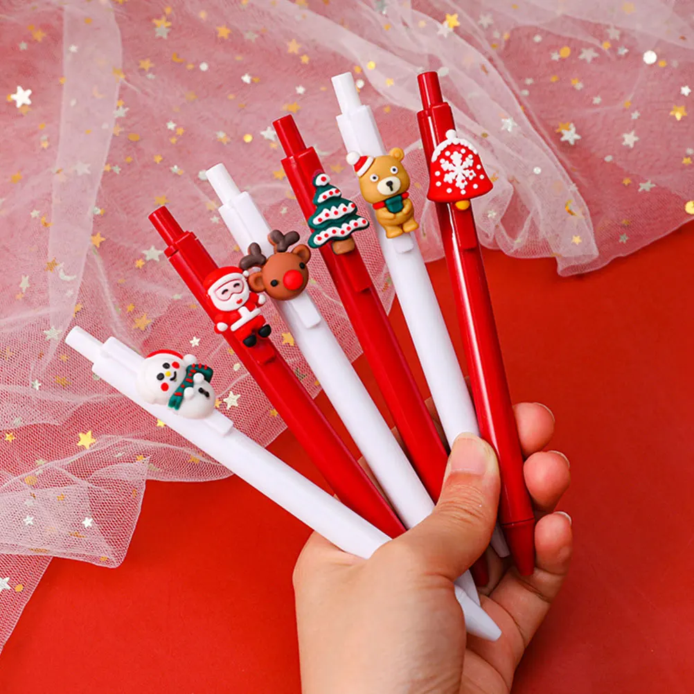 

12 Pcs Christmas Press Black Water Pen Gel Marker Pens Plastic Signature for Office Neutral Student Writing Supply