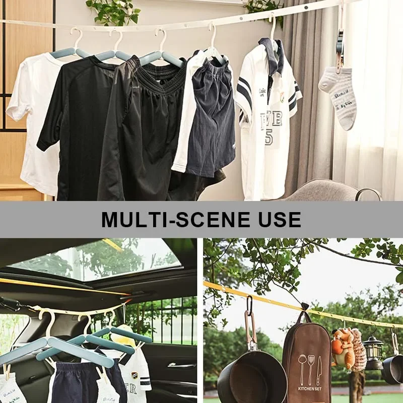 3.6m Retractable Car Clothesline Multifunctional Drying Rack Self-driving in the Car Camping Hotel Travel Clothesline Accessorie